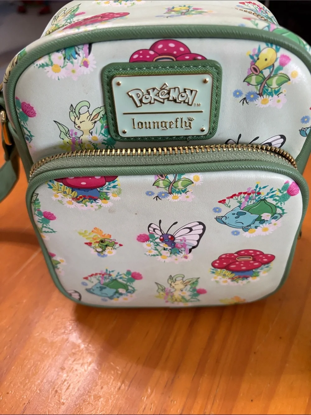 Loungefly Pokémon Floral Crossbody Bag in Mint Green with Pink Accents